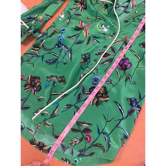 Derek Lam 10 Crosby Emerald Green Floral Button Down Silk Dress  Size 0 Womens - Picture 8 of 11
